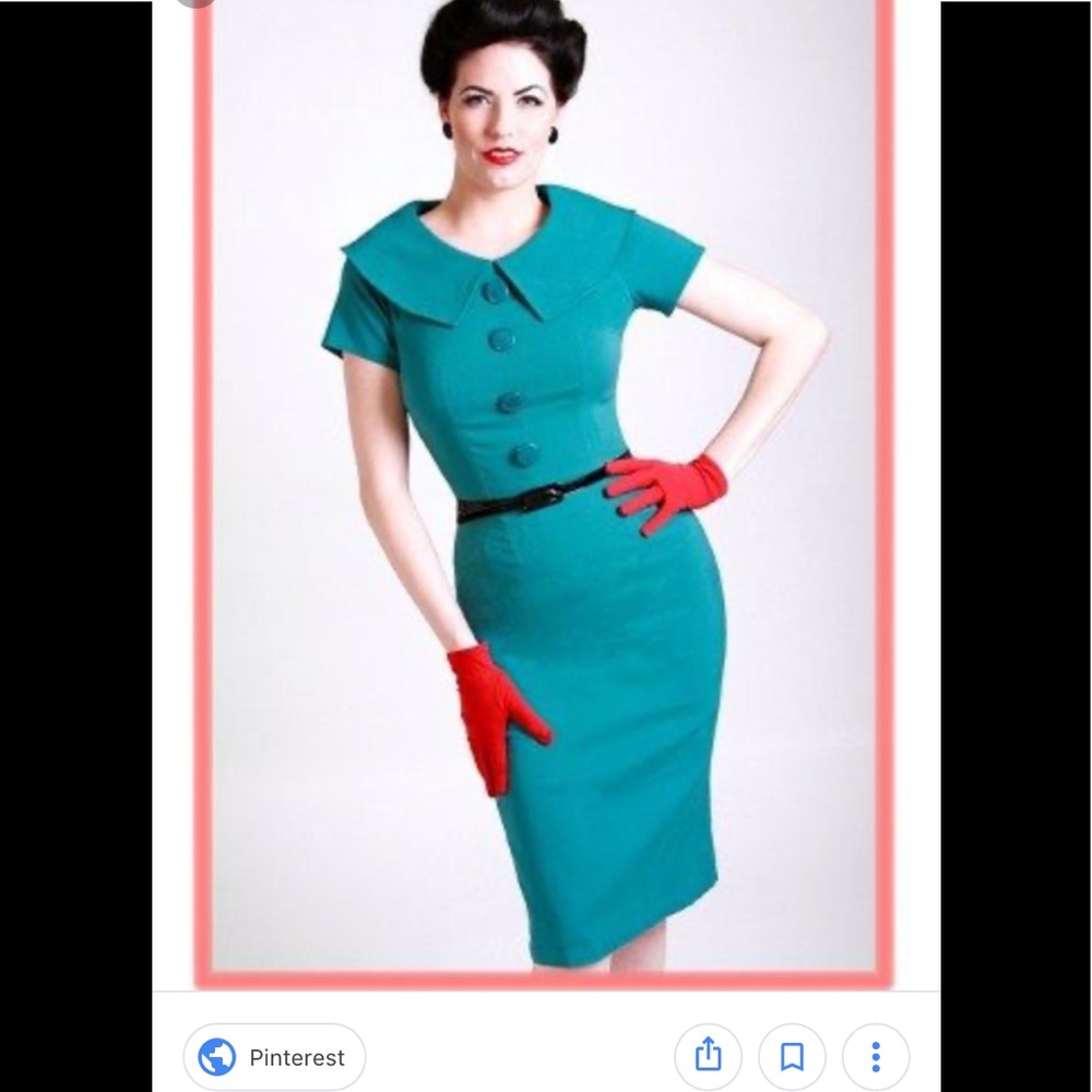 Bettie page teal pencil dress m